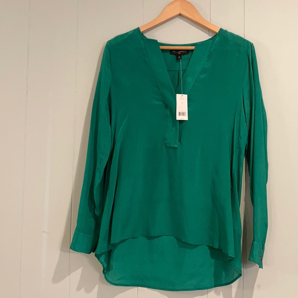 Green Silk Banana Republic Blouse